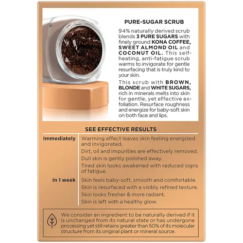 Vista 3 de L'oreal Paris Exfoliante facial de azúcar puro con café Kona para resurgir y energizar instantáneamente para una piel suave y brillante, 1.7 onzas