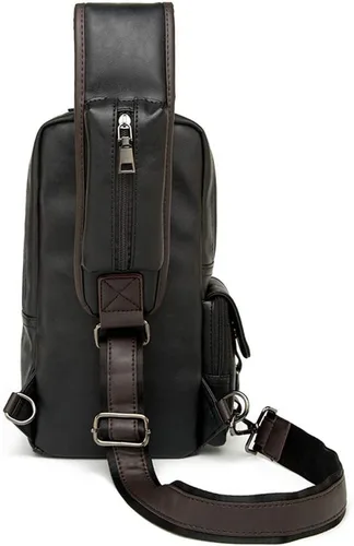 Vista 3 de QICHUANG - Bolso bandolera de piel sintética para hombre, bolso cruzado casual para viajes, senderismo, regalo para hombres