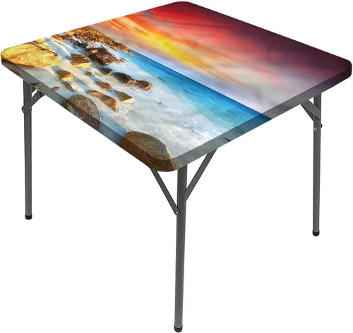 Vista 24 de Manteles de decoración costera, lujosos y románticos de madera para tumbonas Maldivas, lavable, a prueba de derrames, se adapta a mesas de 24 x 24