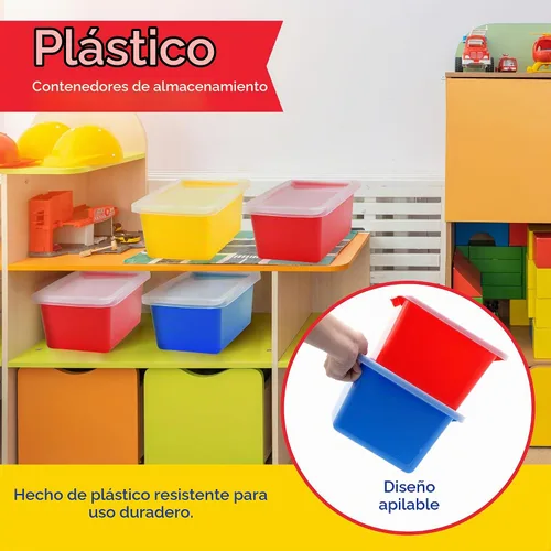 Vista 4 de 4E's Novelty Contenedores de almacenamiento de plástico con tapas, 5 cuartos de galón, paquete de 3, cubos de almacenamiento de plástico coloridos