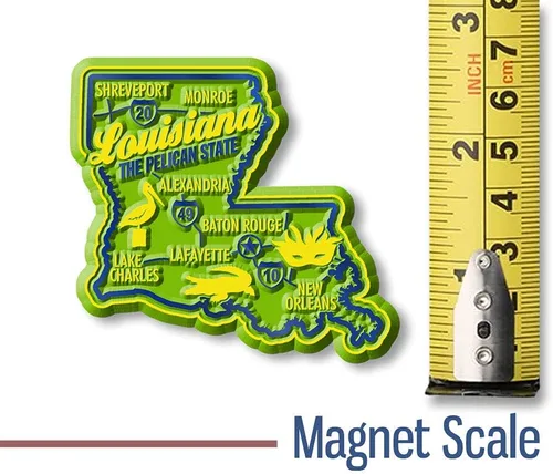 Vista 2 de Imán Louisiana Premium State de Classic Magnets, 2.5 x 2.3 pulgadas, recuerdos coleccionables de goma 3D estilo vintage y regalos fabricados