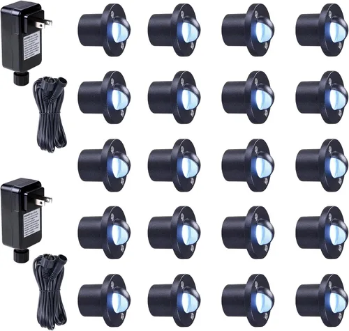 Vista 10 de Yescom, lámpara de escalera de 10 piezas a prueba de agua, lámpara de 7.2 vatios, 12 voltios con adaptador. Voltage Landscape Lighting with