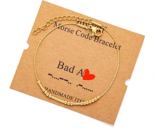 Vista 211 de JoycuFF Pulseras inspiradoras de código morse para mujeres, cuentas de plata, joyería con mantra de motivación, regalos para ella
