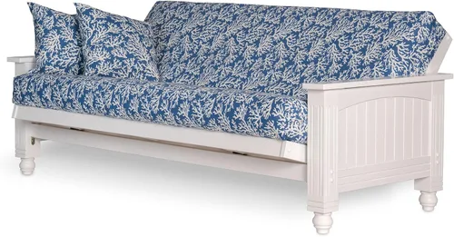 Vista 3 de Nirvana Futons Marco de futón estilo cabaña solamente, tamaño completo, blanco satinado, construcción de madera maciza