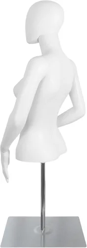 Vista 2 de maniquí femenino sin cabeza, de plástico ajustable, cuerpo medio para exhibición, con cabeza y soporte de metal, para tiendas minoristas de ropa
