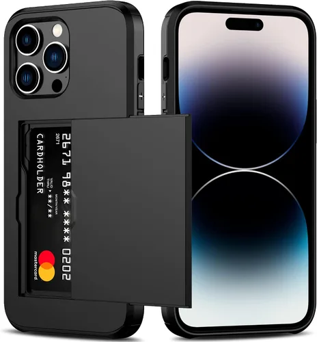 Vista 14 de Nvollnoe Funda para iPhone 14 con tarjetero [almacena 5 tarjetas] Funda tipo cartera de doble capa resistente a prueba de golpes con ranura oculta