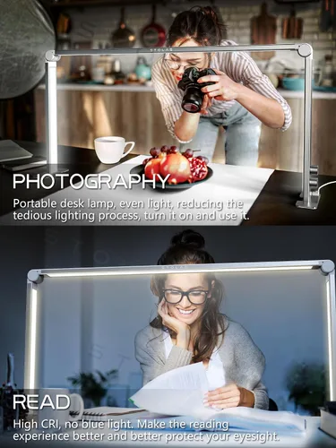 Vista 6 de Lámpara LED de escritorio de 36 W, lámpara de mesa regulable de 4000 a 6000 K, 3 modos de iluminación, luz de escritorio cuadrada para estudio