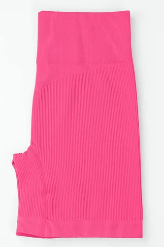 Vista 7 de QINSEN Conjuntos de entrenamiento para mujer, 2 piezas, sin costuras, camiseta acanalada sin mangas, pantalones cortos de cintura alta, atuendo