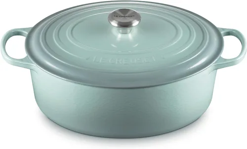 Vista 20 de Le Creuset - Olla holandés redonda con tapa de cocina, hecha de hierro fundido esmaltado, 6.75 cuartos de galón, color alcachofa, colección signature