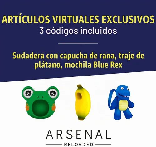 Vista 2 de DevSeries Arsenal Paquete de Coleccionista - Tres códigos de artículo virtual exclusivos con Rex azul de peluche, Froggy Squooshems y Monky Hanger