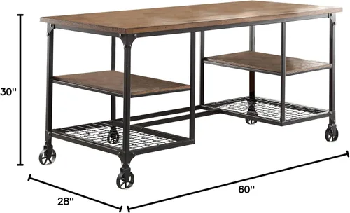 Vista 3 de hHomelegance 5099 – 15 Escritorio de Mmadera y Mmetal computadora, Brown/Blackmarrón / negro