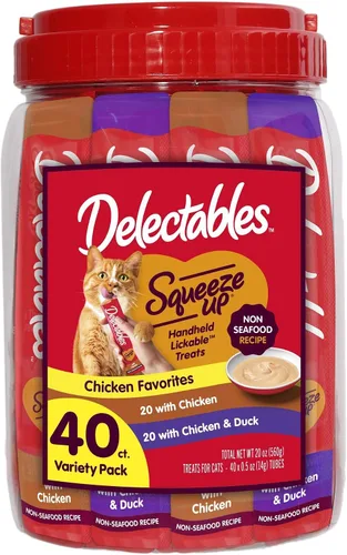 Vista 12 de Delectables Squeeze Up - Paquete variado de golosinas para gatos para lamer sin mariscos, 20 unidades (paquete de 1)