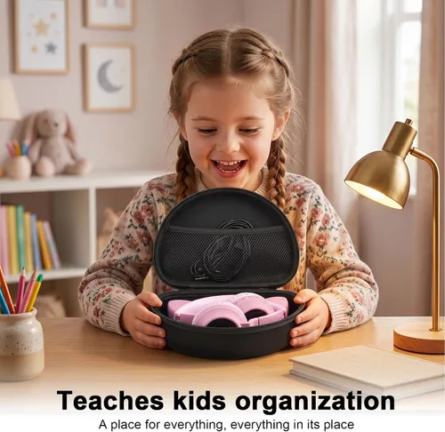 Vista 8 de PAIYULE Funda de auriculares para niños iClever para Riwbox CT-7S/CT-7, para auriculares de caramelo con oreja, funda protectora rígida con bolsillo