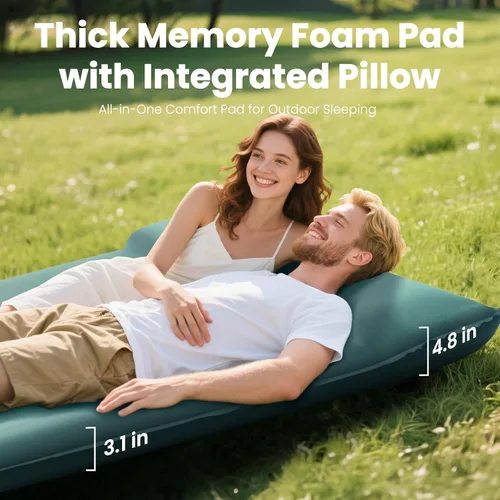 Vista 12 de Colchoneta de dormir doble para acampar con bomba eléctrica, 3.15 pulgadas de grosor para 2 personas, autoinflable, espuma viscoelástica