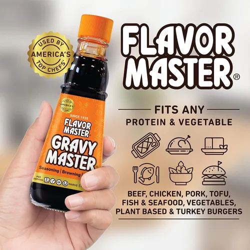 Vista 5 de Gravy Master: salsa para asar, condimentar y dorar, lista para usar, 1 botella (5 onzas líquidas), vegetariana, sin gluten, Kosher, Pareve
