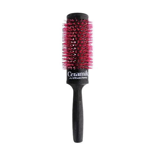 Vista 10 de TEK Cepillo redondo profesional de cerámica con barril tratado con oxígeno, mango de madera y cerdas naturales - Ideal para secar y peinar cabello