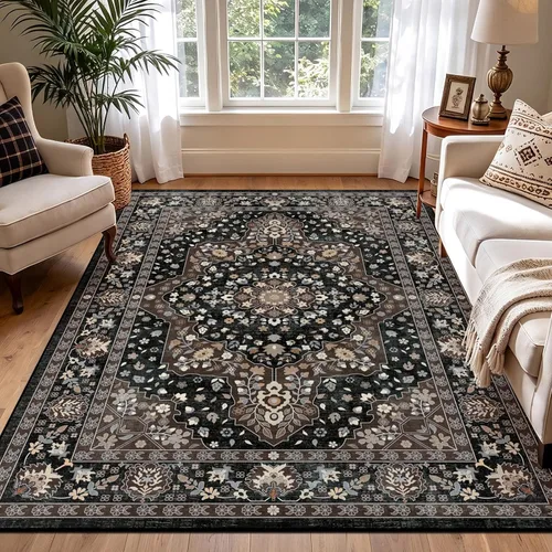 Vista 33 de nesrt Alfombra bohemia lavable de 2 x 10 pies, suave, antideslizante, extra larga, alfombra de cocina, color negro, vintage, geométrico, camino