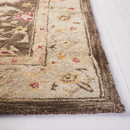 Vista 3 de SAFAVIEH Antiquity Collection AT853A - Alfombra decorativa de 4 x 6 pies, gris oliva y beige, hecho a mano, lana oriental tradicional, ideal