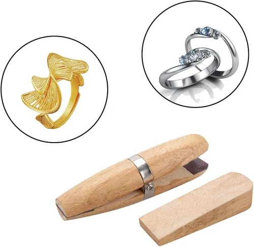 Vista 7 de Joyzan Abrazadera de anillo de madera, joyeros de madera, soporte de banco, mordazas de cuero, mandíbulas de cuero, herramientas manuales