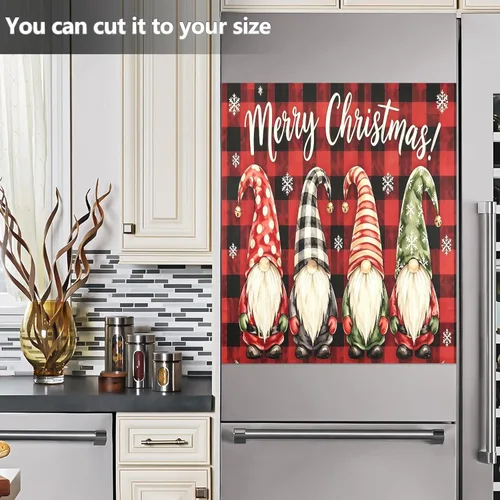 Vista 5 de Christmas Family Gnomes Dishwasher Magnet Cover Refrigerator Door Cover Magnectic Sticker Kitchen Panel Decal Appliances Decor 23x26inch Multi 1
