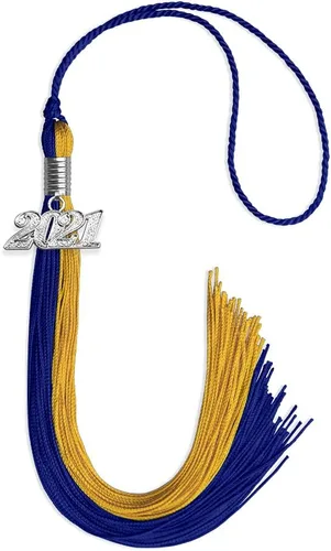 Vista 133 de Endea Graduation Borla de doble color con gota de fecha plateada (negro/oro antiguo, 2025)