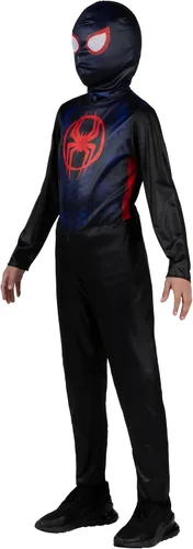 Vista 6 de Marvel Miles Morales - Disfraz oficial de Halloween para jóvenes, overol estampado con máscara de tela