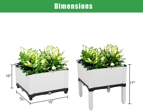 Vista 4 de Knocbel Kit de cama de jardín elevada de 4 piezas, costura libre de plástico elevado con riego automático, soporte para interior y exterior, patio