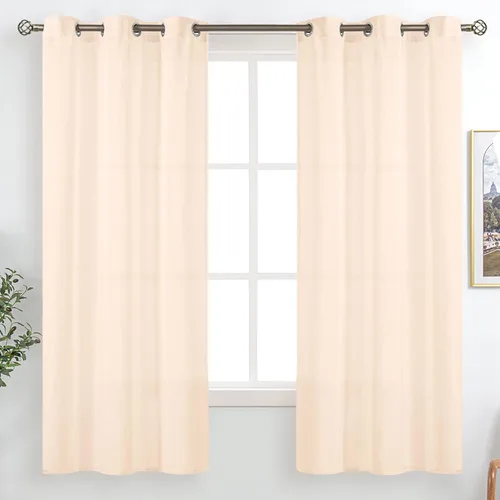 Vista 30 de BGment Cortinas cortas de lino transparente de 40 pulgadas para cafetería, con ojales, filtrado de luz, semitransparentes para ventanas pequeñas