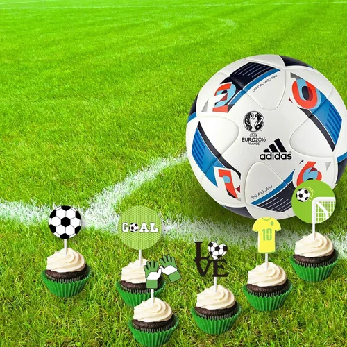 Vista 7 de 20 piezas de decoración para cupcakes de fútbol para decoración de tartas de la Copa del Mundo, postre y muffins, decoración para hombres, deportes