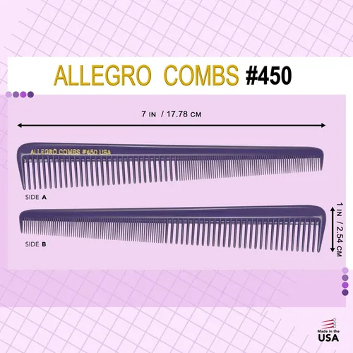 Vista 2 de Allegro Peines cónicos para el cabello, peinetas de peluquero para mujeres y hombres, 12 unidades (púrpura)