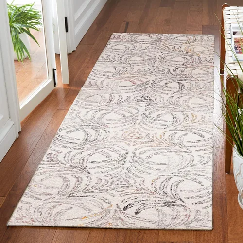 Vista 15 de SAFAVIEH Jardin Collection - Alfombra de pasillo, 2 pies 3 pulgadas x 8 pies, marfil y azul, mezcla de lana hecha a mano, ideal para zonas de alto