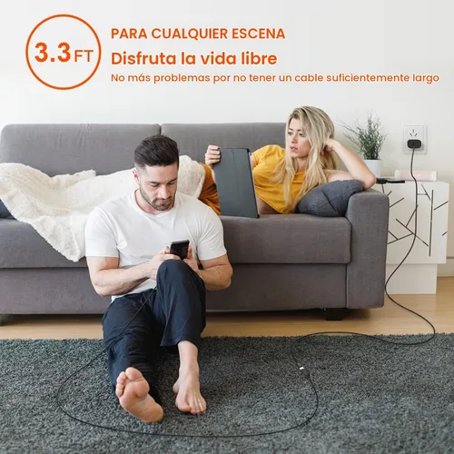 Vista 7 de Cable de extensión de cargador para iPhone, [certificado Apple MFi] Cable de nailon trenzado Lightning Extender Dock Cable macho a hembra adaptador