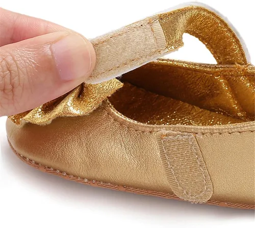 Vista 5 de BENHERO Infant Baby Girls Mary Jane Flats Shoes with Bowknot Non Slip Soft Sole PU Leather First Walker Cirb Shoes Toddler Princess Wedding Dress