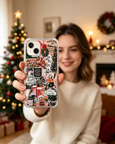 Vista 2 de Funda estética navideña compatible con iPhone 15, funda festiva de invierno para iPhone 15, funda de TPU a la moda Navidad estética
