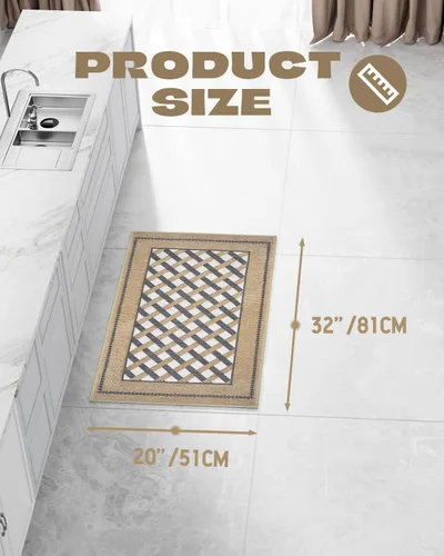 Vista 2 de Hargiis Tapetes antideslizantes para suelo de cocina, lavable a máquina, a cuadros, lavables para una cocina elegante y cómoda