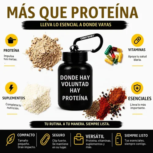 Vista 6 de ONMYWHEY Embudo de llavero de proteína y suplemento de doble cucharada (180 cc) para mirar en el espejo