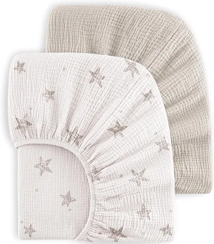 Vista 25 de Bearmoss Sábanas de muselina para mini cuna para Pack N Play - 100% algodón - 38"x26" Sábanas suaves y transpirables para corralito y cuna de bebé