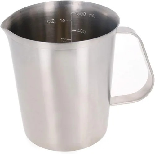 Vista 4 de Bettomshin 1 taza medidora métrica de 16.9 fl oz, taza medidora de acero inoxidable, taza de espuma de leche con marca y asa, tazas de mezcla