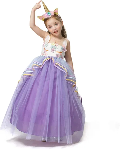 Vista 5 de HNXDYY Girls Princess Dress up Costume Kid Cosplay Party Dress