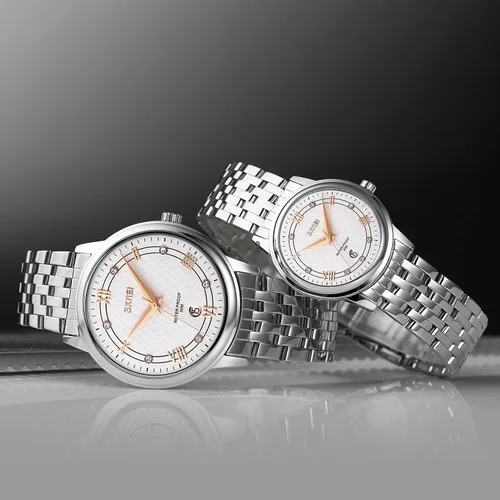 Vista 4 de SKMEI Watches for Women Fashion Dress Diamond Ladies Small Wrist Watch Two Tone Stainless Steel Waterproof Day Date Analog Quartz Female Watches