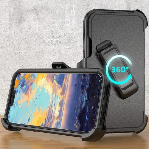 Vista 4 de Funda de teléfono para iPhone 13 Pro Max, resistente, resistente a prueba de golpes, funda protectora con clip para cinturón para Apple iPhone 13