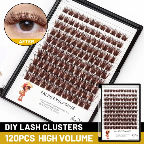 Vista 43 de Pestañas postizas de tallo ancho con varias pestañas falsas de colores D Curl de 10 a 20 mm para elegir, pestañas postizas profesionales