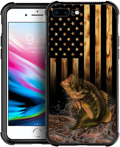 Vista 38 de DJSOK Funda compatible con iPhone 7/8 Plus, diseño con patrón de parachoques trasero, esquinas reforzadas contra arañazos, esquinas reforzadas