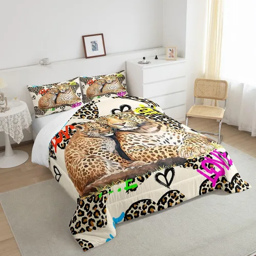 Vista 58 de Juego de ropa de cama Happy Camping de Homewish, tamaño individual, con diseño de osos cazadores y pinos, para niños, hombres, adultos, decoración