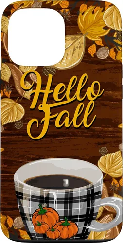 Vista 23 de Funda para iPhone 16 Hello Fall Leaves Coffee Cup Pumpkin Autumn Thanksgiving Case