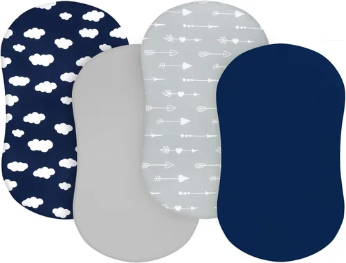 Vista 28 de Juego de 4 sábanas de moisés para bebé, compatibles con 4moms Mamaroo, Regalo y Chicco Close to You Baby Bassinet, ultra suaves y agradables al