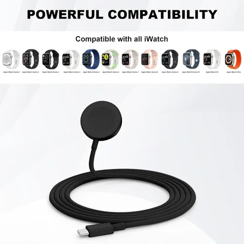 Vista 6 de Cargador USB C para Apple Watch, [certificado MFi] Cargador magnético rápido para iPhone, cable de carga USB C de 6 pies de largo y bloque