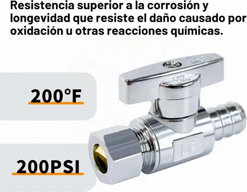 Vista 4 de Vintex Válvula recta PEX de compresión PEX de 1/2 pulgada x 3/8 pulgadas de diámetro exterior PEX paquete de 5 válvulas, válvula de cierre de agua