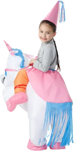 Vista 5 de YEAHBEER Disfraz inflable de unicornio para Halloween, disfraz inflable