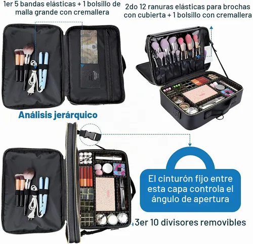 Vista 3 de Estuche de maquillaje de viaje JOURMON, Negro, L
